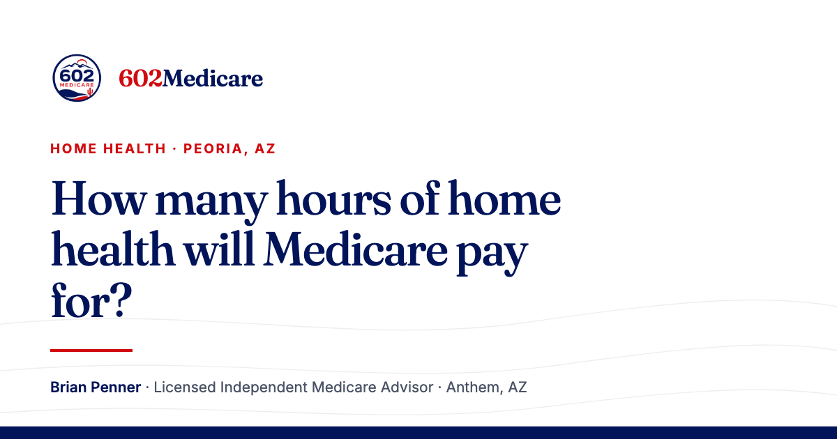 602Medicare article card reading "How many hours of home health will Medicare pay for?", with the 602Medicare badge and a byline for Brian Penner, Licensed Independent Medicare Advisor.